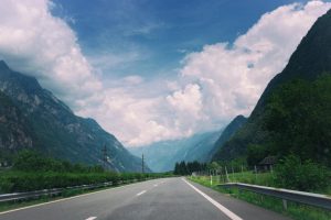 car driving abroad on country road