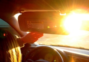 car driving in low sunlight